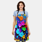 爆発的なネオン色の抽象芸術アート エプロン (着用した状態)