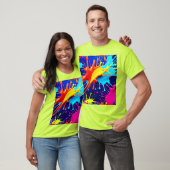 爆発的なネオン色の抽象芸術アート Tシャツ (ユニセックス)