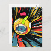 爆発的な背景のスピーカーボールキャラクター ポストカード (正面/裏面)