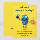 爆発的な誕生日サプライズ – モンスターメイヘム 招待状 (正面/裏面)