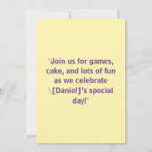 爆発音の恐竜の男の子の誕生日パーティーの招待状 | 招待状 (裏面)