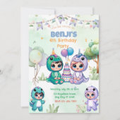 爆発音の恐竜の誕生日パーティーの招待状 招待状 (正面)