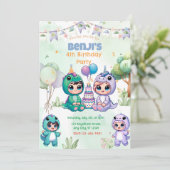 爆発音の恐竜の誕生日パーティーの招待状 招待状 (スタンド正面)