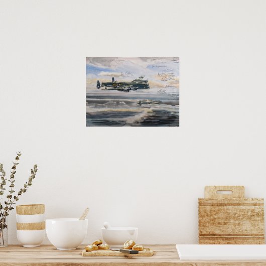 爆破したUボートペンの上にランカスター爆撃機 ポスター (キッチン)