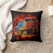 爆破するディーゼル機関車 クッション (ブランケット)