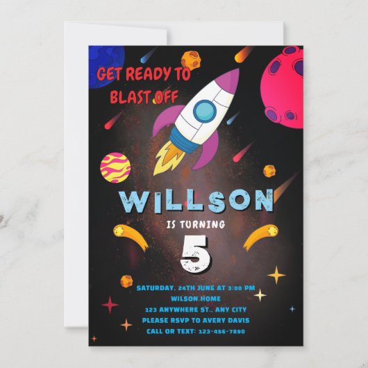 爆破の準備をする銀河系旅行 招待状 (正面)