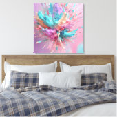爆破絵を描抽象芸術ピンクターコイズ薄紫 キャンバスプリント (インサイチュ (寝室))