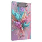 爆破絵を描抽象芸術ピンクターコイズ薄紫 クリップボード (右)