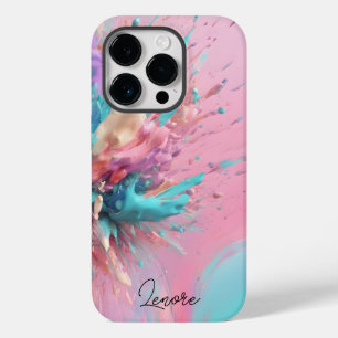 爆破絵を描抽象芸術ピンクターコイズ薄紫 Case-Mate iPhone 14 PROケース