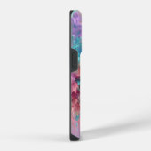 爆破絵を描抽象芸術ピンクターコイズ薄紫 iPhoneケース (右側面)