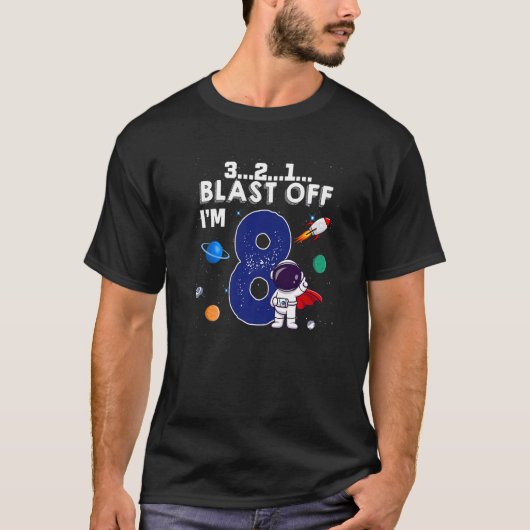 爆破8歳の宇宙空間ロケット8th Bi Tシャツ (正面)