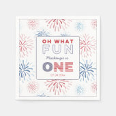 爆竹おもしろいは1つの1番目の誕生日パーティー スタンダードカクテルナプキン (正面)