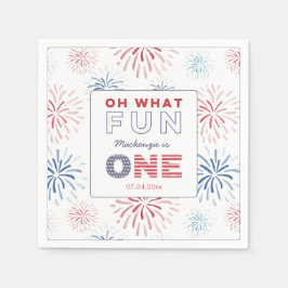 爆竹おもしろいは1つの1番目の誕生日パーティー スタンダードカクテルナプキン