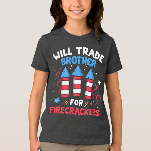 爆竹の弟を7月4日おもしろいに交換する トライブレンドTシャツ (正面)