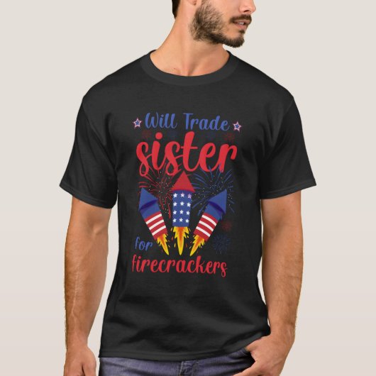 爆竹の花火大会4Th Jのために妹を交換する Tシャツ (正面)