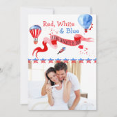 爆竹はデューサ赤白青写真妊娠 案内状 (正面)