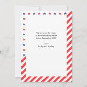 爆竹はデューサ赤白青写真妊娠 案内状 (裏面)