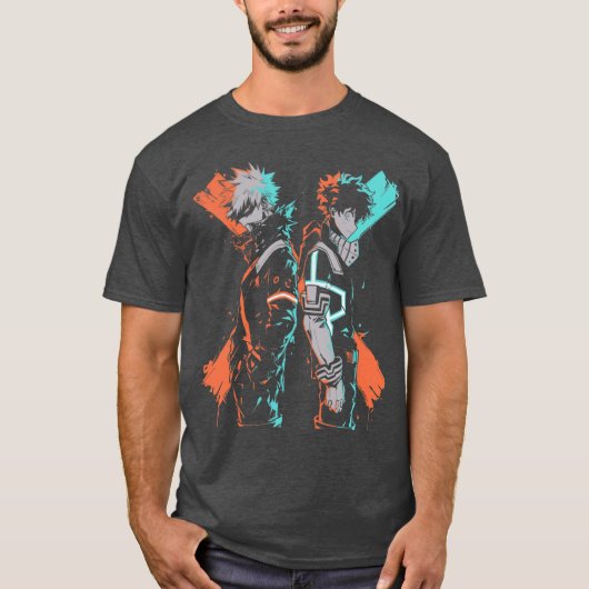 爆豪とデクのミニマリスト落書きアートのギフト Tシャツ (正面)