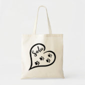 爪付きハート及び犬名前をカスタムするトート物 トートバッグ (正面)