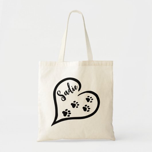 爪付きハート及び犬名前をカスタムするトート物 トートバッグ (正面)