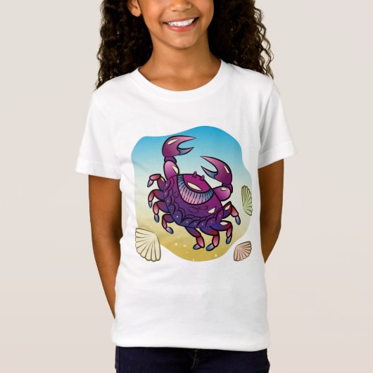 爪付き獰猛カニ図法デザイン Tシャツ (正面)