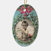 爪先付きクリスマスクラウン写真テンプレート セラミックオーナメント (左)