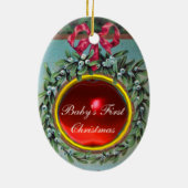 爪先付きクリスマスクラウン写真テンプレート セラミックオーナメント (裏面)