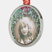 爪先付きクリスマスクラウン写真テンプレート メタルオーナメント (左)