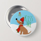 爪先犬のキス大、3インチラウンドボタン 缶バッジ (正面&裏面)