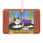 爪先立ちのタキシードパーソナライズされた猫 カーエアーフレッシュナー (裏面)