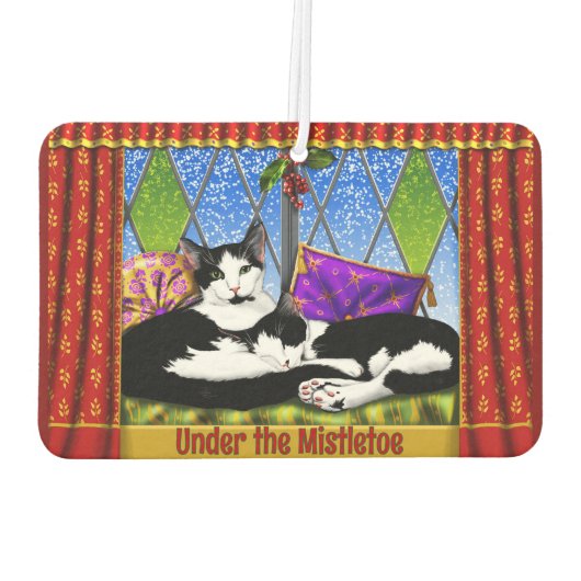 爪先立ちのタキシードパーソナライズされた猫 カーエアーフレッシュナー (裏面)