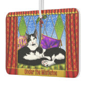 爪先立ちのタキシードパーソナライズされた猫 カーエアーフレッシュナー (左)