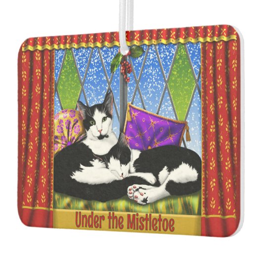 爪先立ちのタキシードパーソナライズされた猫 カーエアーフレッシュナー (左)