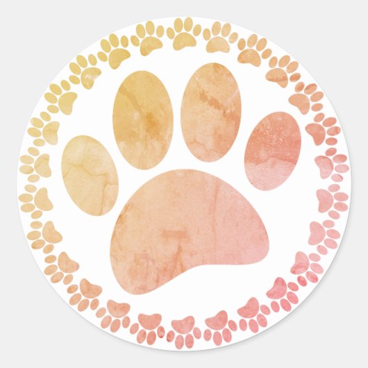 爪及動揺してび丸枠犬プリント模様 ラウンドシール (正面)