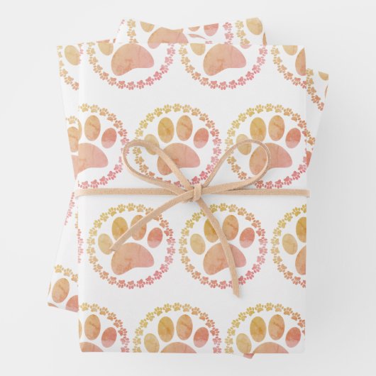爪及動揺してび丸枠犬プリント模様 ラッピングペーパーシート (インサイチュ)