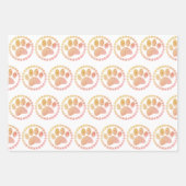 爪及動揺してび丸枠犬プリント模様 ラッピングペーパーシート (正面)