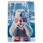 爪型のクリスマスポーラーベア ミディアムペーパーバッグ (正面)