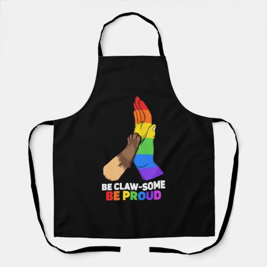 爪型のBeレインボー誇りを持った猫パパ猫LGBT エプロン (正面)