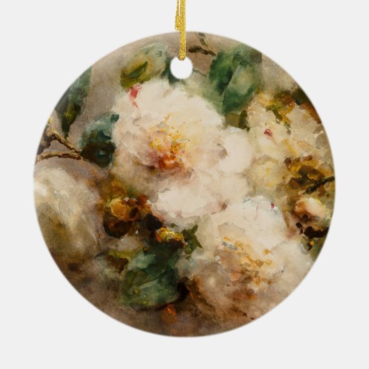 爪、 ネイルからのぶら下がったツバキのスプレー セラミックオーナメント (裏面)