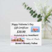 爪、 ネイルと美しいサロン、バーバーショップ、ギフト券 ポストカード (スタンド正面)