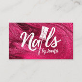 爪、 ネイルによる白文字スケッチのグリッター背景 名刺 (正面)