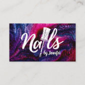 爪、 ネイルによる白文字スケッチのグリッター背景 名刺 (正面)