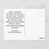 爪、 ネイルの技術/エステティシャンの再予約プロモーション ポストカード (裏面)