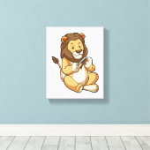 爪、 ネイルの矢を持つライオン キャンバスプリント (インサイチュ (ウッドフロア))