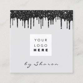 爪、 ネイルまばたきブラックドリップ6パンチズロゴグレー スクエア名刺