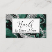 爪、 ネイルアポイントメントリマインダーシルバーグリーンマーブル 名刺 (正面)