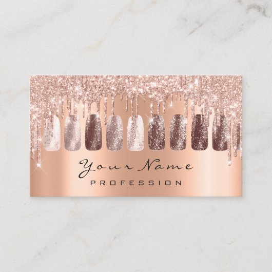 爪、 ネイルアーティストグリッターバラ金ゴールドマニキュア銅 名刺 (正面)