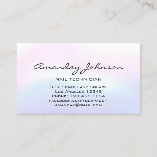 爪、 ネイルアーティストスタジオレッドマニキュアペディキュア グラデーション 名刺 (裏面)