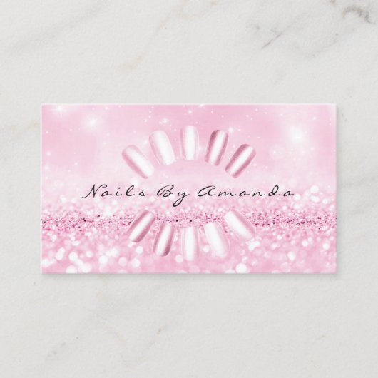 爪、 ネイルアーティストマニキュアグリッターピンクアポイントメント 予約カード (正面)