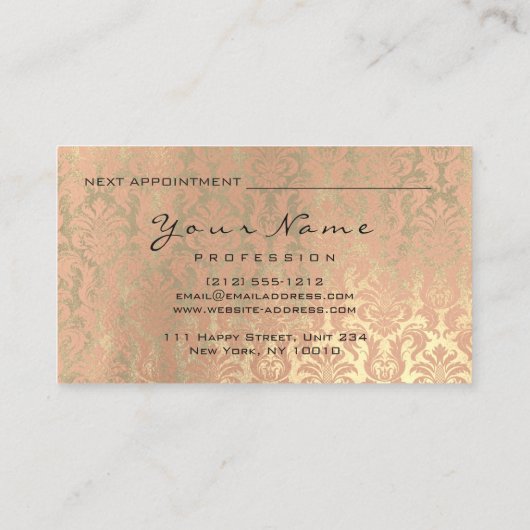 爪、 ネイルアーティストメイクアップアポイントメントカード王室のセピア 予約カード (裏面)